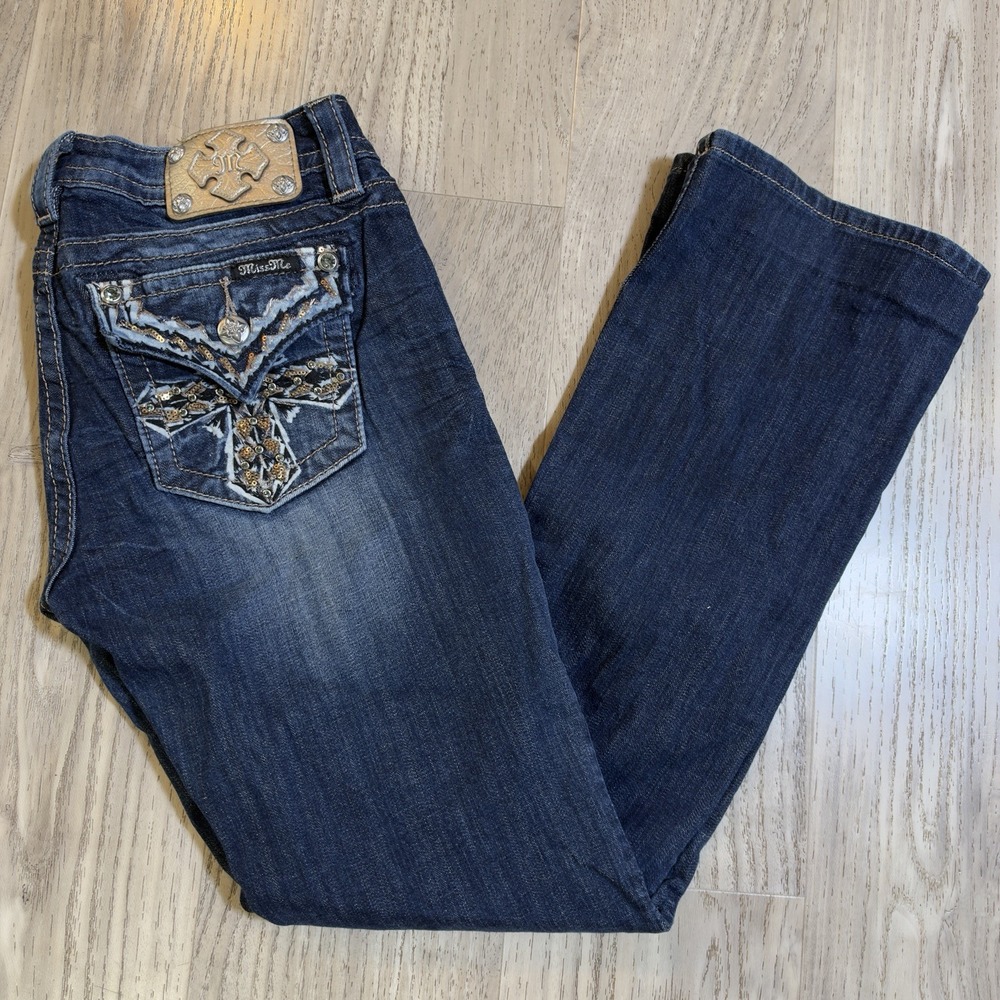 Miss Me Women's 30x34 (30x30) Signature Boot Jeans Rhinestone Jp708482 Read